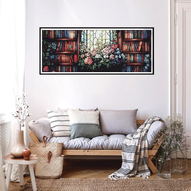 Alt view image 4 of 7 - Large Paint by Numbers Kit for Adults Flowers - 30x80cm/12x31.5inch Canvas, Landscapes Paint by Number - Acrylic Paint Set - Relaxing DIY Art for Beginners & Experts - Home Wall Decoration