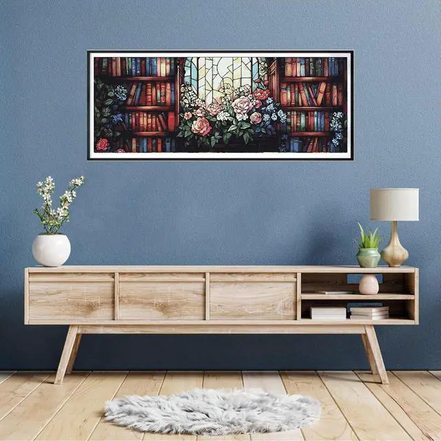 Alt view image 3 of 7 - Large Paint by Numbers Kit for Adults Flowers - 30x80cm/12x31.5inch Canvas, Landscapes Paint by Number - Acrylic Paint Set - Relaxing DIY Art for Beginners & Experts - Home Wall Decoration