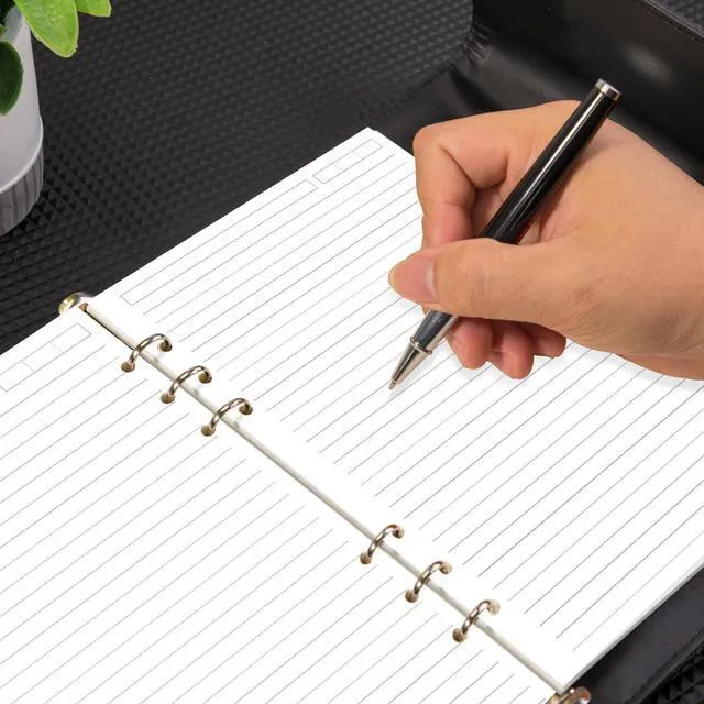 Alt view image 4 of 6 - 6-Hole Lined Paper Refills for A5 Ring Binder - 100 Sheets/200 Pages Loose Leaf Paper Line Refills for Filofax Planner, 100 gsm White Paper, 5.8" x 8.25"