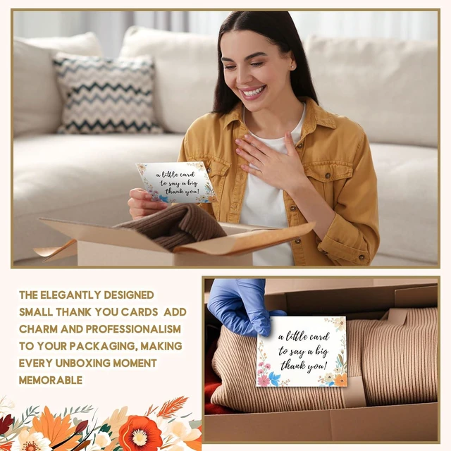 Alt view image 5 of 6 - 120 Pcs Thank You Cards 3x3.5 Mini Floral Notes for Small Business | Essential Packaging Supplies Bulk, Thank You for Your Support Card, Customer Appreciation, Retail or Handmade Shop