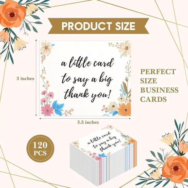 Alt view image 2 of 6 - 120 Pcs Thank You Cards 3x3.5 Mini Floral Notes for Small Business | Essential Packaging Supplies Bulk, Thank You for Your Support Card, Customer Appreciation, Retail or Handmade Shop