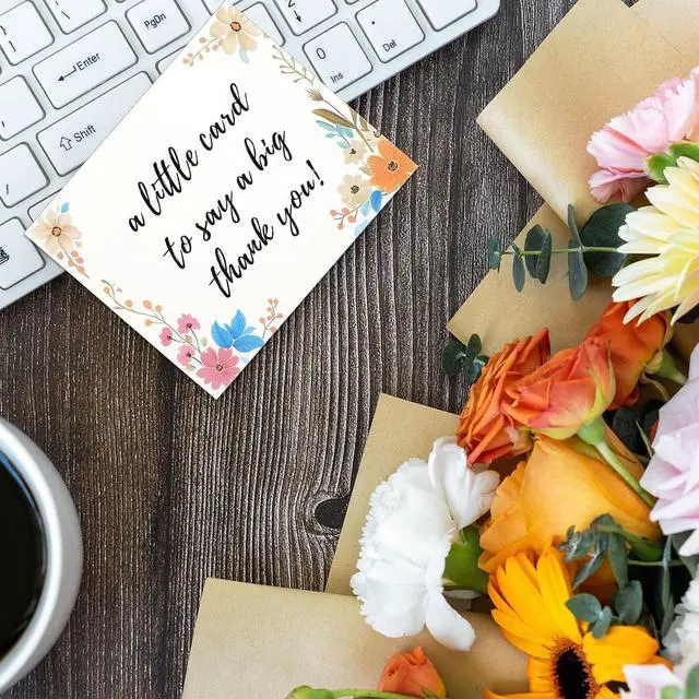 Alt view image 4 of 6 - 120 Pcs Thank You Cards 3x3.5 Mini Floral Notes for Small Business | Essential Packaging Supplies Bulk, Thank You for Your Support Card, Customer Appreciation, Retail or Handmade Shop