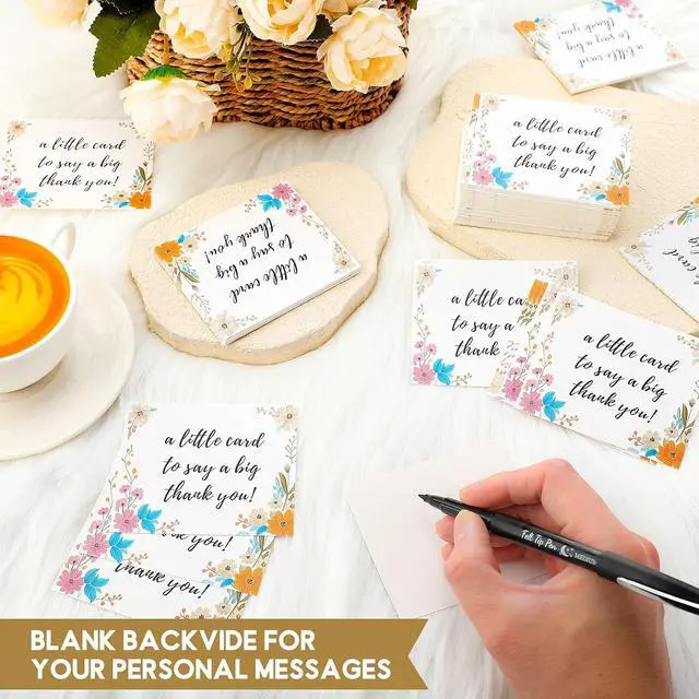 Alt view image 3 of 6 - 120 Pcs Thank You Cards 3x3.5 Mini Floral Notes for Small Business | Essential Packaging Supplies Bulk, Thank You for Your Support Card, Customer Appreciation, Retail or Handmade Shop