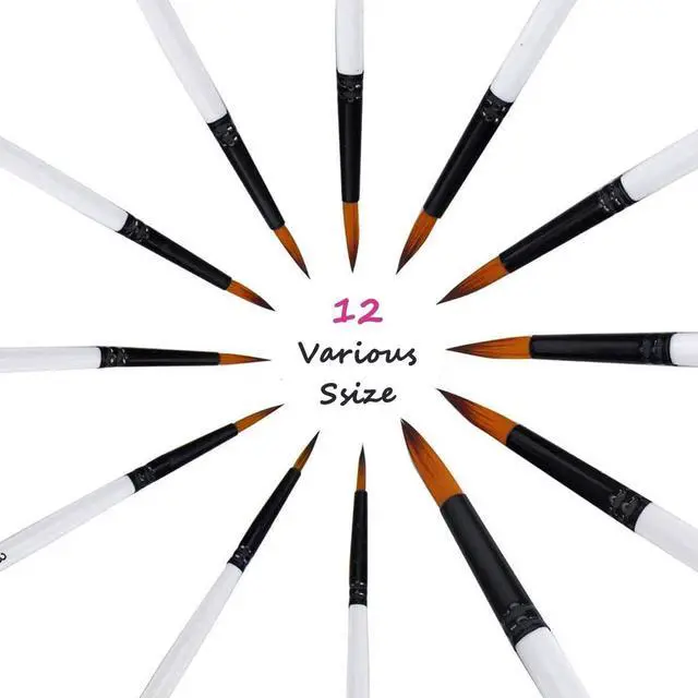 Alt view image 6 of 7 - Acrylic Paint Brushes Set, 12pcs Professional Round-Pointed Tip Artist Paintbrushes for Acrylic Watercolor Oil Painting, Face Body Nail Art, Crafts, Canvas, Rock, Shoes, Miniature Model & Fine Detail