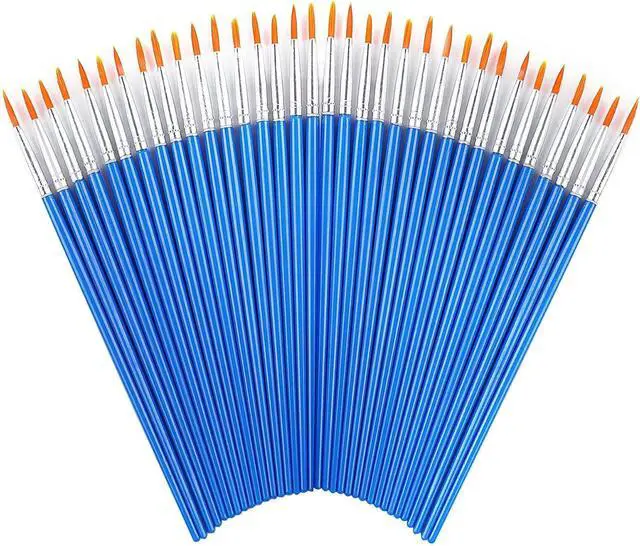 Main image of 60 Pcs Round Paint Brushes Bulk, Small Paint Brush for Painting | Shed-Free Nylon Bristles, Fine Detail Painting, School Classroom Arts Crafts, Crafts Face Painting