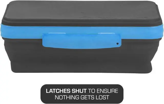 Alt view image 5 of 7 - Flexi Storage Box with Lid, Collapsible Pencil Case Design for Craft and School Supplies, Blue/Black