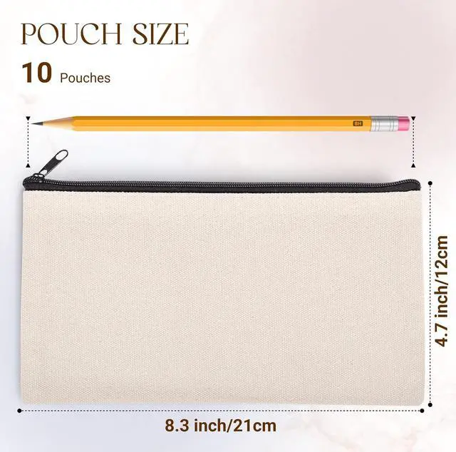 Alt view image 2 of 7 - 10 PCs Blank canvas Zipper Pouch, Makeup Bags Bulk Pencil Pouch with Sturdy ZipperMulti-Purpose DIY Crafts Toiletry Canvas Bags Case for Sublimation, Stationery & Cosmetic Storage (8.3x4.7)