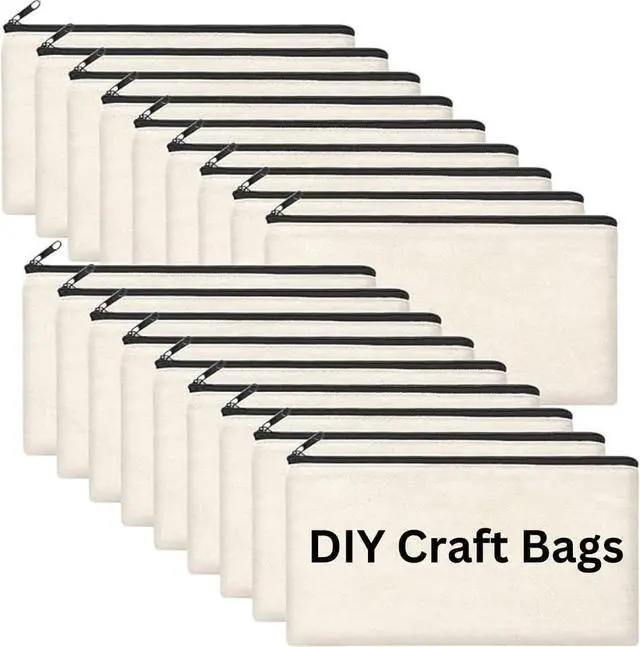Main image of 10 PCs Blank canvas Zipper Pouch, Makeup Bags Bulk Pencil Pouch with Sturdy ZipperMulti-Purpose DIY Crafts Toiletry Canvas Bags Case for Sublimation, Stationery & Cosmetic Storage (8.3x4.7)