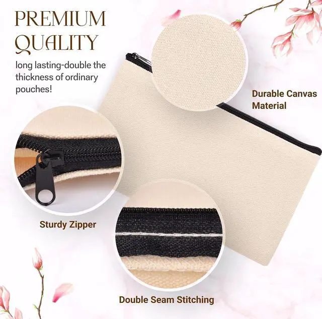 Alt view image 5 of 7 - 10 PCs Blank canvas Zipper Pouch, Makeup Bags Bulk Pencil Pouch with Sturdy ZipperMulti-Purpose DIY Crafts Toiletry Canvas Bags Case for Sublimation, Stationery & Cosmetic Storage (8.3x4.7)