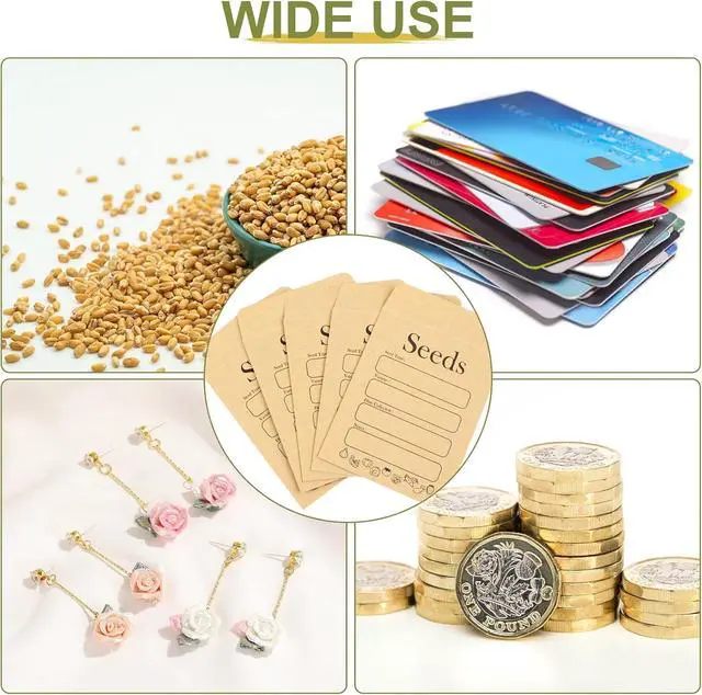 Alt view image 7 of 7 - 156 PCS Seed Envelopes 3.15x 4.72, Seed Packets Envelopes Kraft Seeds Saving Envelope, Self Sealing Seeds Storage Mini Envelope for Flower Vegetable