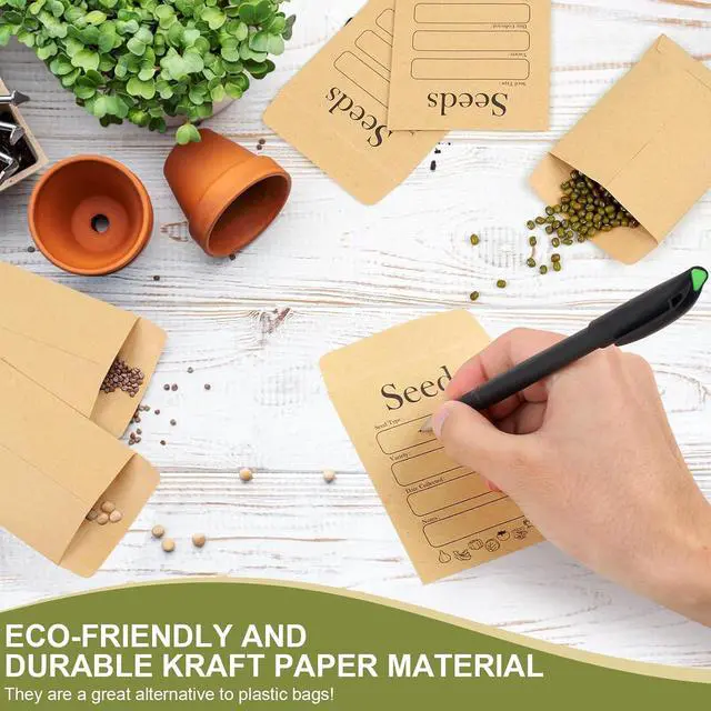 Alt view image 5 of 7 - 156 PCS Seed Envelopes 3.15x 4.72, Seed Packets Envelopes Kraft Seeds Saving Envelope, Self Sealing Seeds Storage Mini Envelope for Flower Vegetable