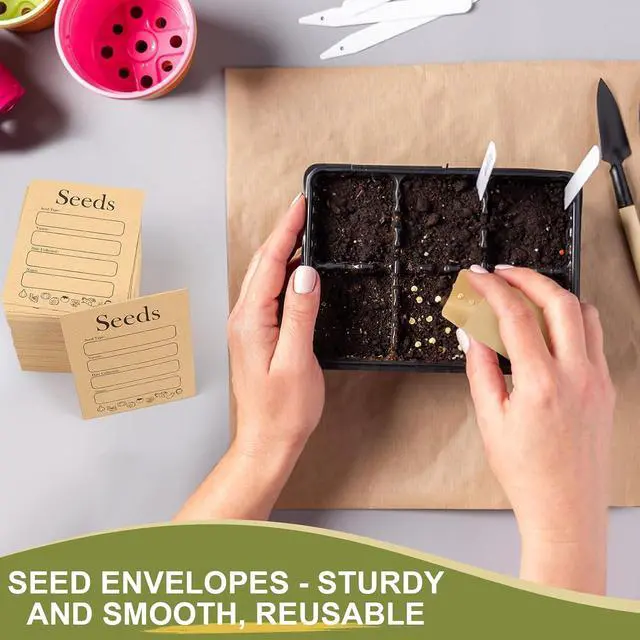 Alt view image 6 of 7 - 156 PCS Seed Envelopes 3.15x 4.72, Seed Packets Envelopes Kraft Seeds Saving Envelope, Self Sealing Seeds Storage Mini Envelope for Flower Vegetable