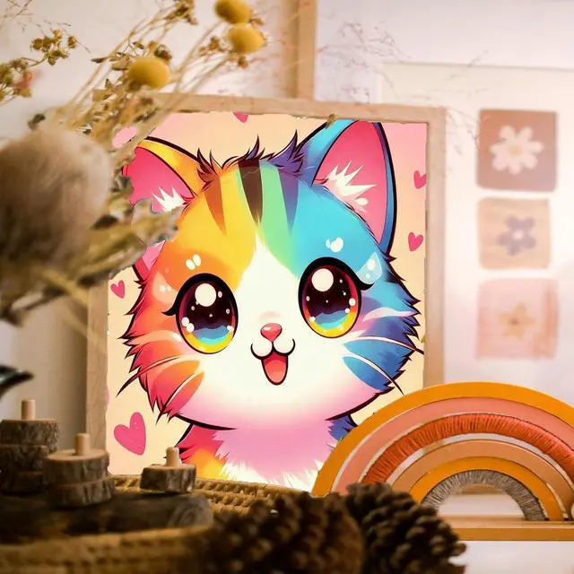 Alt view image 6 of 7 - Cat Paint by Numbers Kit for Kids with Frame and Easel, 8 x 8 in | Cute Animal Paint by Number for Kids Ages 8-10-12, DIY Acrylic Painting by Numbers for Teens Boys Girls for Birthday Gift
