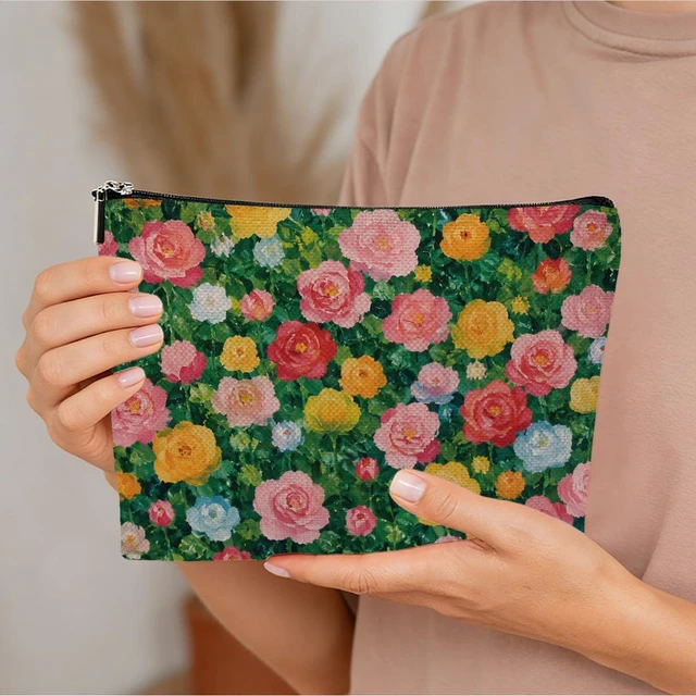 Alt view image 4 of 6 - Vintage Floral Makeup Bag Boho Portable Makup Pouch Cosmetic Bags for Women