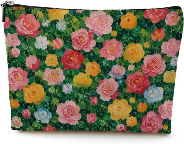 Main image of Vintage Floral Makeup Bag Boho Portable Makup Pouch Cosmetic Bags for Women