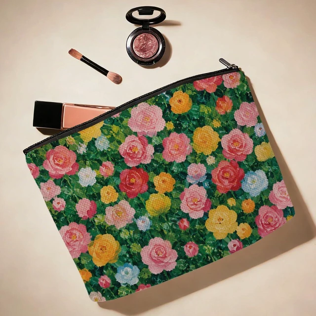 Alt view image 3 of 6 - Vintage Floral Makeup Bag Boho Portable Makup Pouch Cosmetic Bags for Women