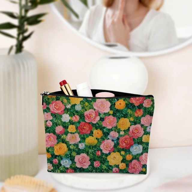Alt view image 6 of 6 - Vintage Floral Makeup Bag Boho Portable Makup Pouch Cosmetic Bags for Women