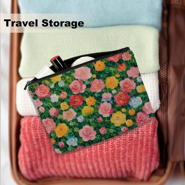Alt view image 5 of 6 - Vintage Floral Makeup Bag Boho Portable Makup Pouch Cosmetic Bags for Women