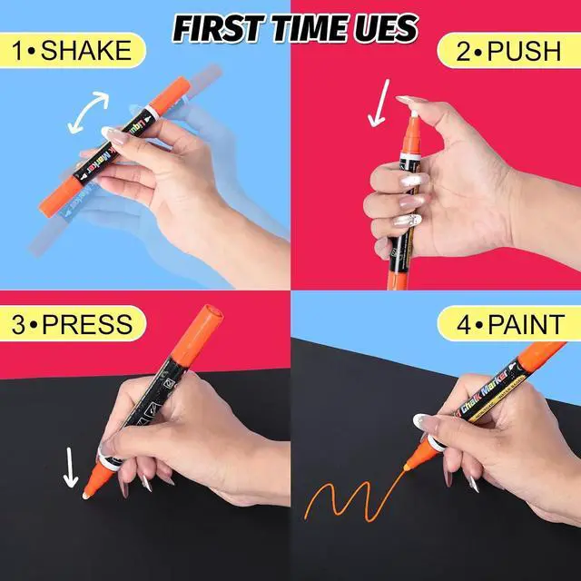 Alt view image 3 of 7 - Dual Tip Chalk Markers, 6mm Reversible Tip Liquid Chalk Pens with Chisel & Bullet Tips, Non-Toxic Dust-Free Erasable for Chalkboard, Blackboard, Glass, Mirror, Windows & Menus12 Pack