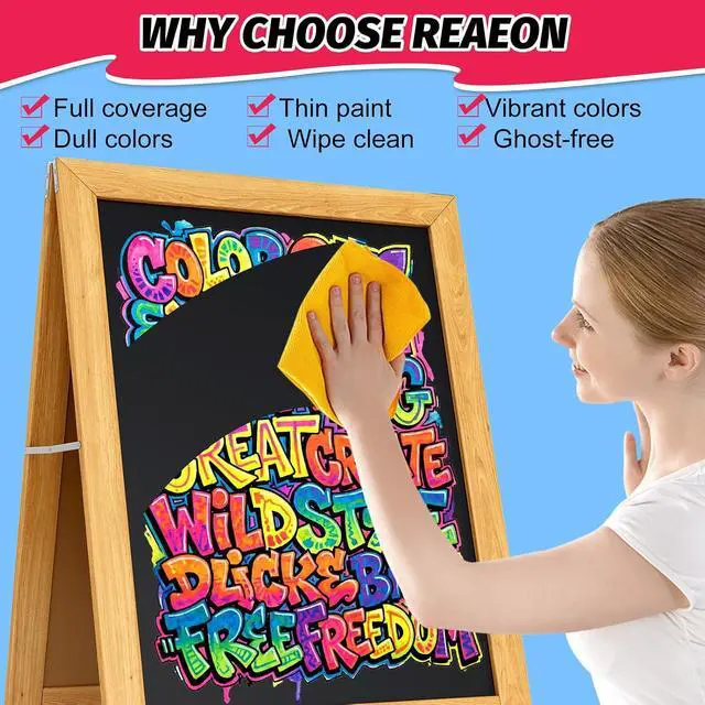Alt view image 4 of 7 - Dual Tip Chalk Markers, 6mm Reversible Tip Liquid Chalk Pens with Chisel & Bullet Tips, Non-Toxic Dust-Free Erasable for Chalkboard, Blackboard, Glass, Mirror, Windows & Menus12 Pack