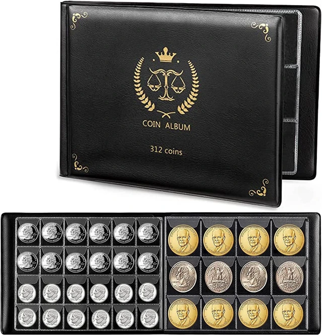 Main image of AITIME 312 Pockets Coin Collection Holder Album for Collectors, Coin Book | Two Pocket Size,Coin Collecting Supplies for Silver Dollar,Dime,Cent,Nickel,Quarter, Half Dollar