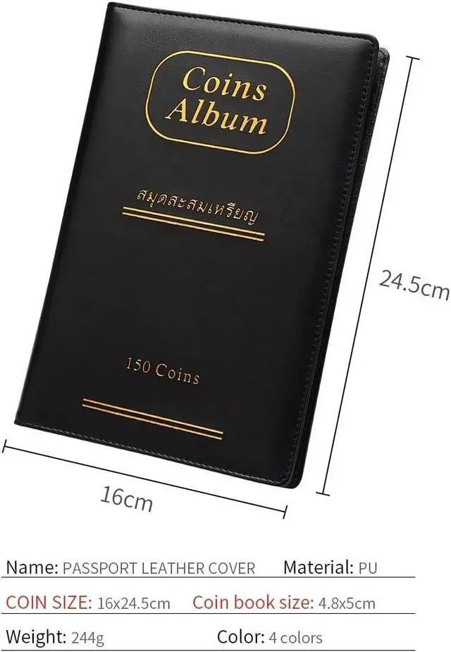 Alt view image 5 of 6 - Coin Collection Album,150 Pockets Archival Quality Coin Collection Book for Collector Holder Display Storage Case,Collecting Sleeves Organizer Supplies for Coins,Pennies,Quarters,Badges (Black)