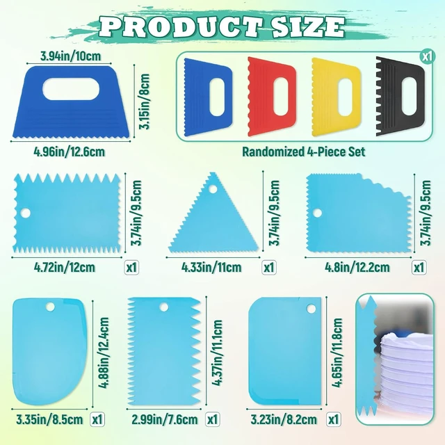 Alt view image 2 of 7 - 10 PCS Plastic Textured Art Supplies Kit, Colorful Scraper Tools, Clay Scraper Set, Paint Scrapers for Drawing Artists, Acrylic Painting, DIY Crafts,Learning Knife Pottery (Multicolor)