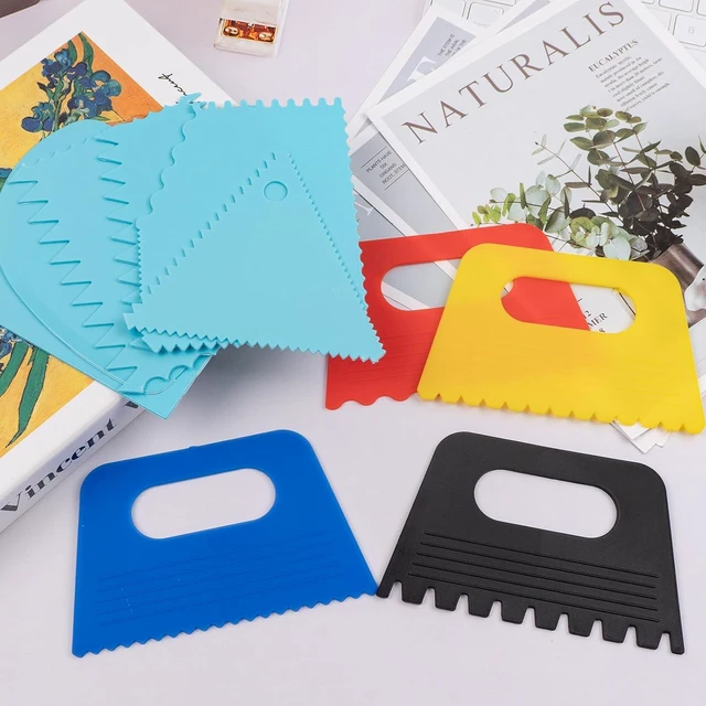 Alt view image 7 of 7 - 10 PCS Plastic Textured Art Supplies Kit, Colorful Scraper Tools, Clay Scraper Set, Paint Scrapers for Drawing Artists, Acrylic Painting, DIY Crafts,Learning Knife Pottery (Multicolor)