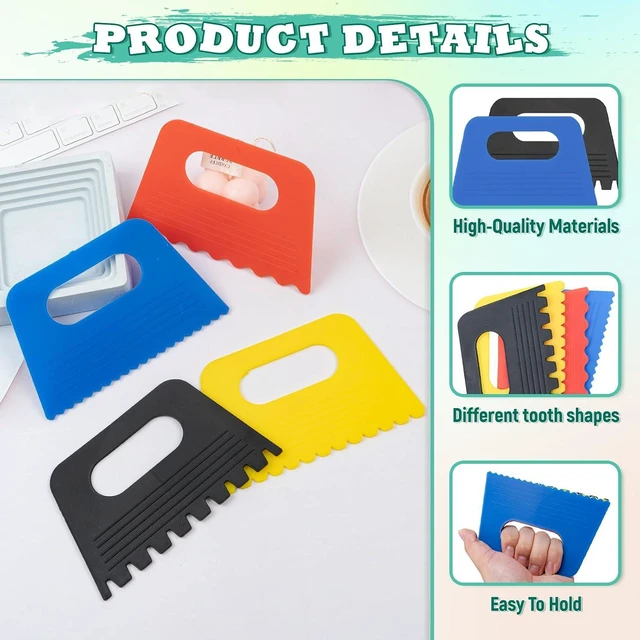 Alt view image 3 of 7 - 10 PCS Plastic Textured Art Supplies Kit, Colorful Scraper Tools, Clay Scraper Set, Paint Scrapers for Drawing Artists, Acrylic Painting, DIY Crafts,Learning Knife Pottery (Multicolor)