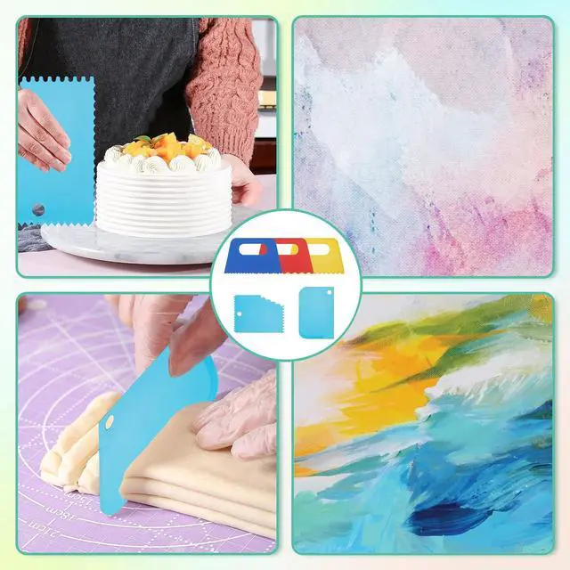 Alt view image 5 of 7 - 10 PCS Plastic Textured Art Supplies Kit, Colorful Scraper Tools, Clay Scraper Set, Paint Scrapers for Drawing Artists, Acrylic Painting, DIY Crafts,Learning Knife Pottery (Multicolor)
