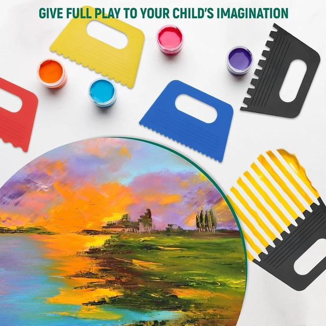 Alt view image 6 of 7 - 10 PCS Plastic Textured Art Supplies Kit, Colorful Scraper Tools, Clay Scraper Set, Paint Scrapers for Drawing Artists, Acrylic Painting, DIY Crafts,Learning Knife Pottery (Multicolor)