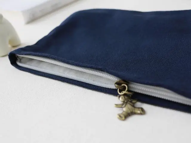 Alt view image 4 of 7 - Large Makeup Bag Travel Cosmetic Pouch, Navy Blue GR | Logo-Free, Blank Canvas Pouch, Customizable DIY Craft Bag for Painting and Embroidery, Personalization Gift