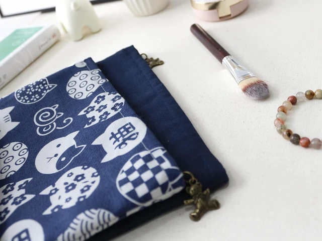 Alt view image 7 of 7 - Large Makeup Bag Travel Cosmetic Pouch, Navy Blue GR | Logo-Free, Blank Canvas Pouch, Customizable DIY Craft Bag for Painting and Embroidery, Personalization Gift