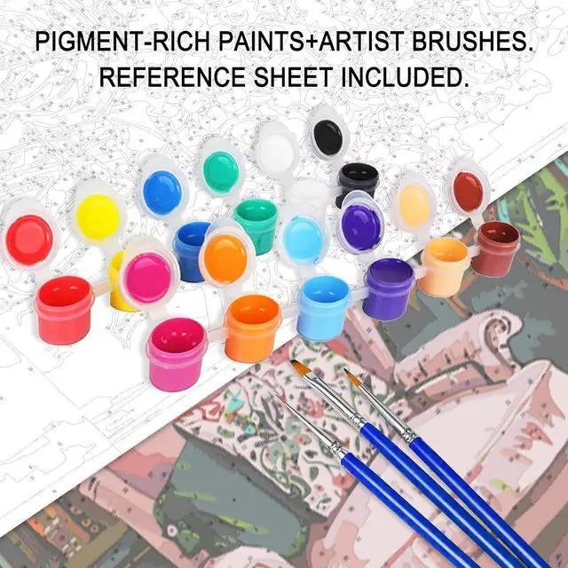 Alt view image 5 of 7 - Colorful Potted Plants Digital Painting Paint by Numbers Kit for Adults Acrylic Oil Painting Set Painting for Beginners Tropical Green Leafy Plants Drawing Wall Decor Gift 12x16 in (Frameless)