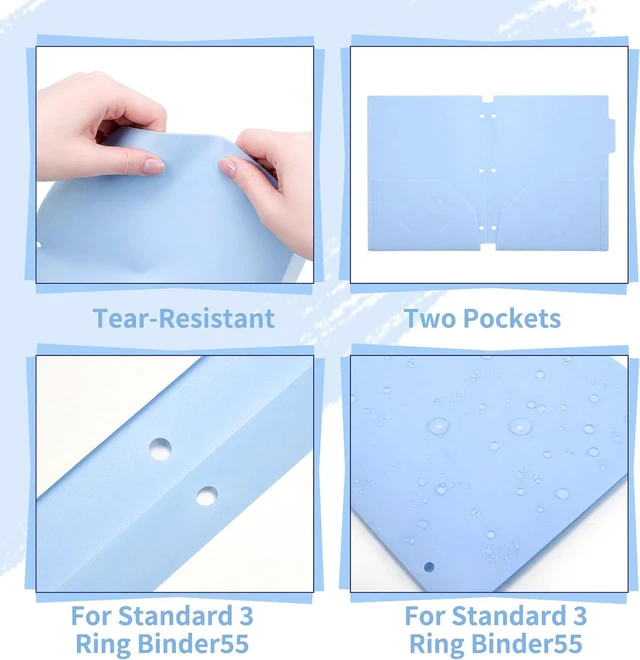 Alt view image 4 of 7 - Plastic Folders with Pockets and Tabs for 3-Ring Binder 6 Pack