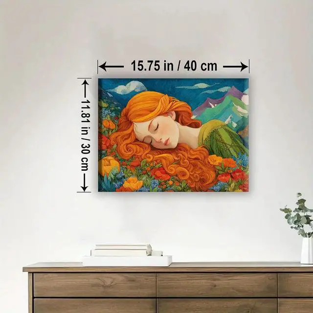 Alt view image 2 of 5 - Dreams in Valley Goddess Framed Canvas DIY Paint by Numbers Kit Bar Cafe Cave Home Room Wall Bathroom Porch Patio Decor Gift, 16 x 12 Inch