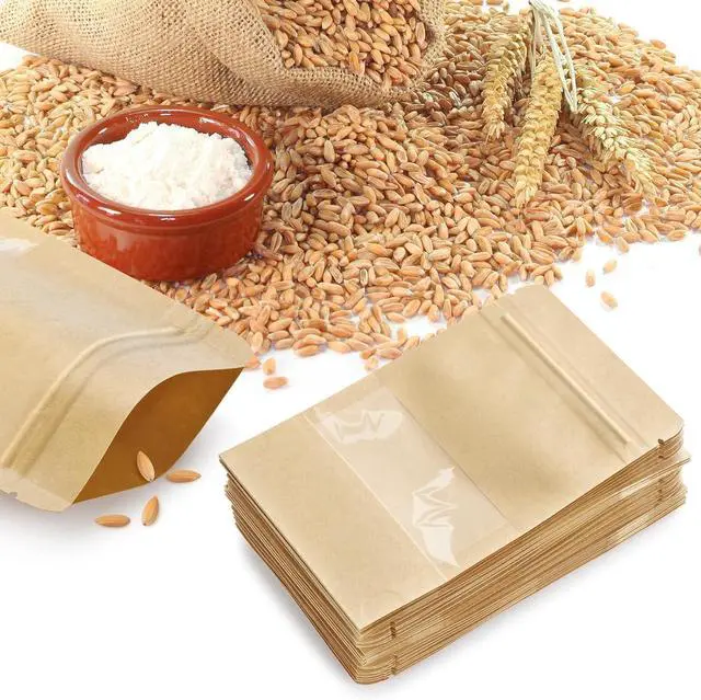 Alt view image 7 of 7 - 100 Pcs Small Resealable Seed Envelopes, Mini Zip Lock Kraft Bags with Window, 3.5"x5.5" Coffee Sample Bag Resealable Ziplock Bags, Small Business for Samples Food Storage Bag