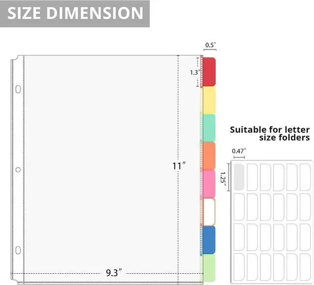 Alt view image 2 of 7 - Binder Dividers with Tabs, 8 Tab Clear Sheet Protectors for 3 Ring Binder, White Dividers for 3 Ring Binder Page Protectors, Notebook Binder Sleeves with Pockets, 3 Set (24 Pcs)