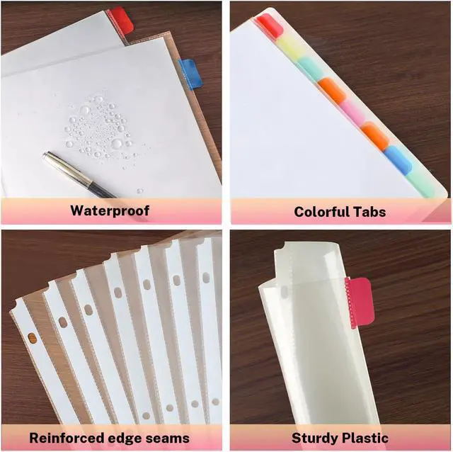 Alt view image 3 of 7 - Binder Dividers with Tabs, 8 Tab Clear Sheet Protectors for 3 Ring Binder, White Dividers for 3 Ring Binder Page Protectors, Notebook Binder Sleeves with Pockets, 3 Set (24 Pcs)