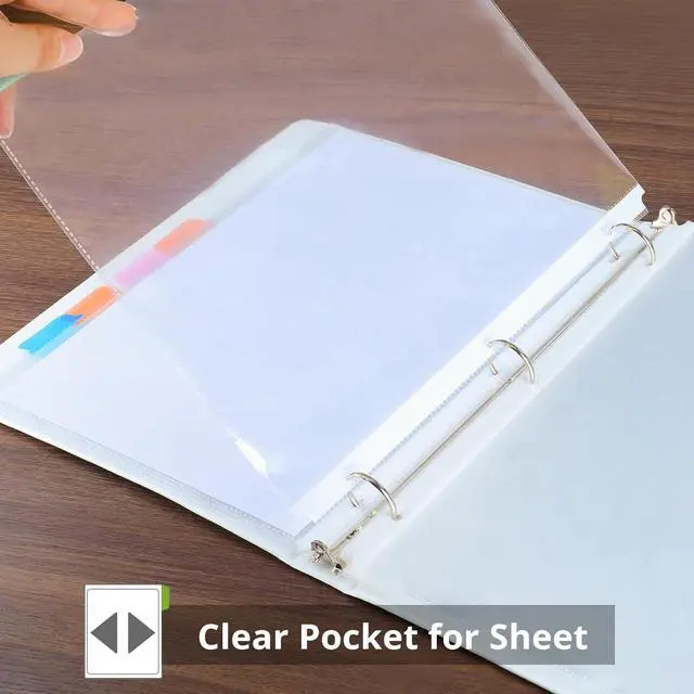 Alt view image 6 of 7 - Binder Dividers with Tabs, 8 Tab Clear Sheet Protectors for 3 Ring Binder, White Dividers for 3 Ring Binder Page Protectors, Notebook Binder Sleeves with Pockets, 3 Set (24 Pcs)