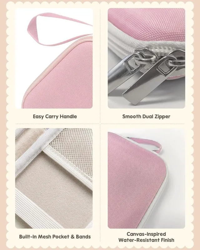 Alt view image 5 of 7 - Slim Pen Pencil Case, Pen Organizer for School Office -Pink | Lightweight Travel Journal EVA Hard Shell Pencil Pouch Bag with Elastic Band, Cute Zipper Pen Holder for Girls, Boys