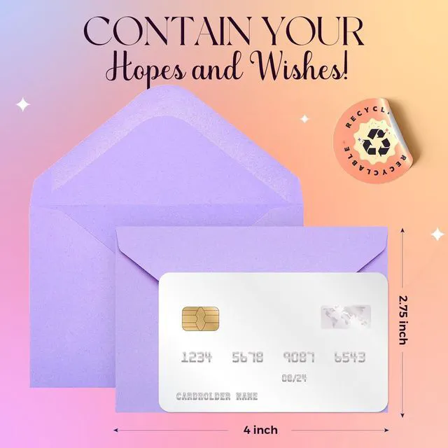 Alt view image 2 of 7 - 50PACK Gift Card Envelopes Credit Card Size Mini Envelopes Colorful Tiny Pocket Envelope For Business Card, Small Note Cards 10 Assorted Colors 4X2.75 Inches, Fit Credit Cards | Colorful Mini Envelope