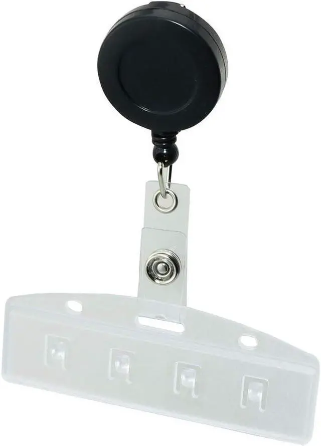Alt view image 6 of 6 - 2 Set of Transparent PC Card Badge Holder for Swipe ID Cards, Heavy Duty Frosted Polycarbonate Plastic Clamp Grippers