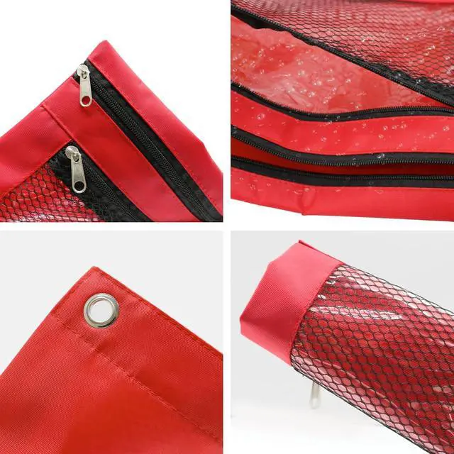 Alt view image 5 of 7 - Pencil Pouch for 3 Ring Binder, Heavy Duty Canvas Dual Zipper Pen Bag with Clear Window, Smooth Metal Zipper, Fit Standard 3-Ring Binders for School Office Travel Supplies (Red)
