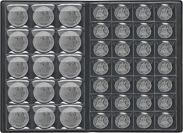 Alt view image 5 of 6 - Coin Album for Collectors,340 Pockets Coin Collection Book | Coin Holder Display Storage Album, Collecting Sleeves Organizer Supplies for Coins, Pennies, Quarters, Badges, Red