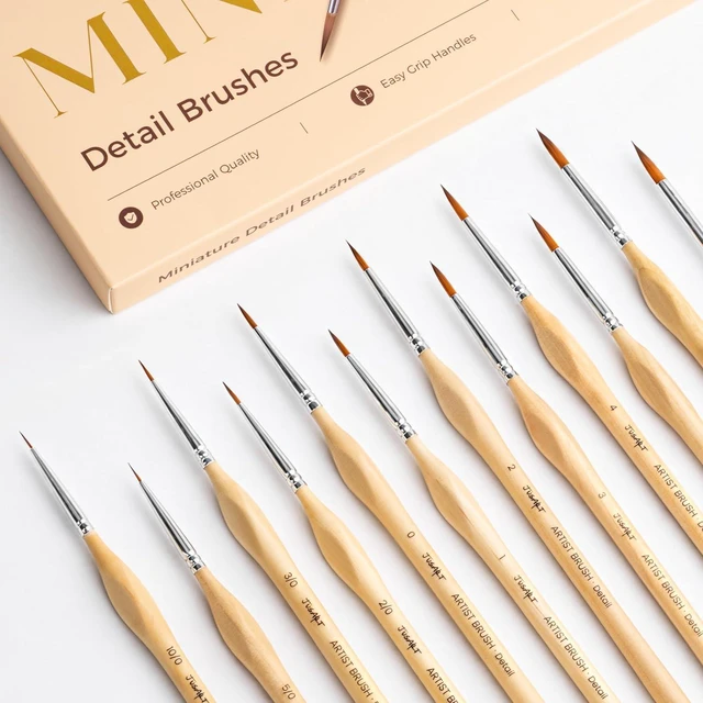 Alt view image 2 of 7 - JUSART Miniature Paint Brushes 12 PCS, Fine Tip Model Paint Brushes, Wood | Fine Tip Paint Brush, Fine Detailing for Model Painting - Acrylic, Watercolor, Oil, Rock Painting & Paint by Number