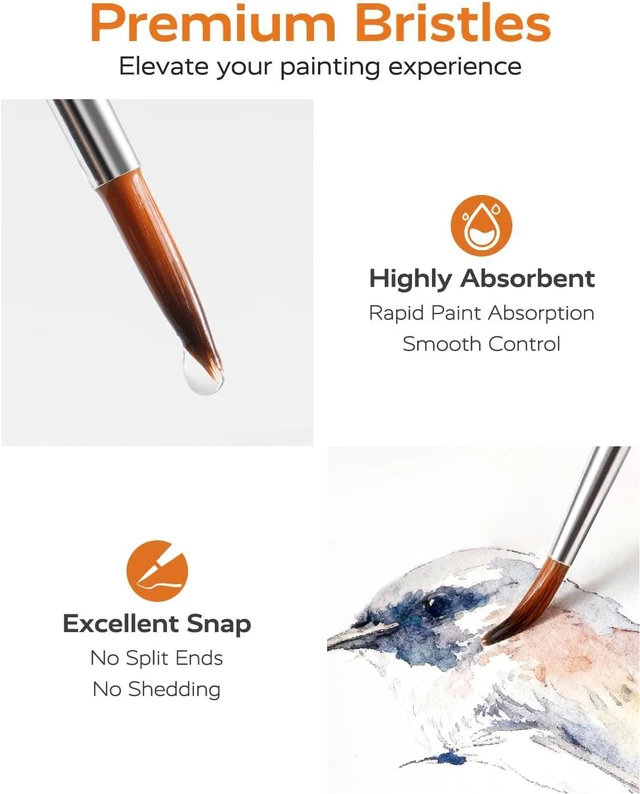 Alt view image 6 of 7 - JUSART Miniature Paint Brushes 12 PCS, Fine Tip Model Paint Brushes, Wood | Fine Tip Paint Brush, Fine Detailing for Model Painting - Acrylic, Watercolor, Oil, Rock Painting & Paint by Number