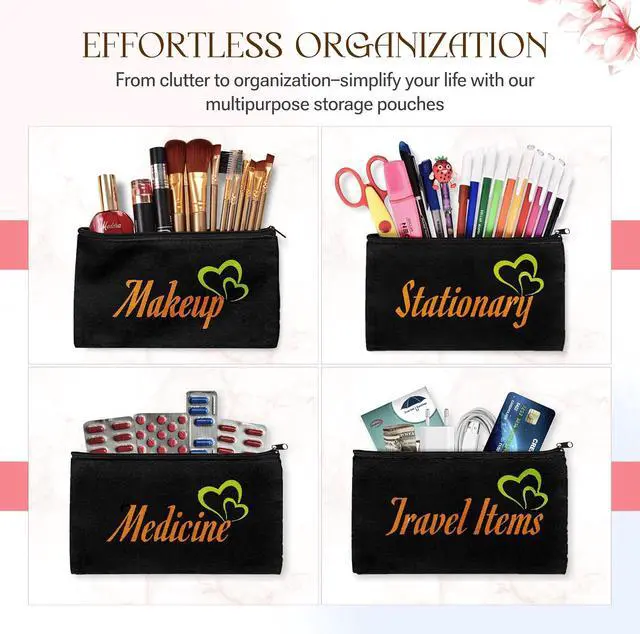 Alt view image 4 of 6 - 10 PCs 8.3x4.7 Black canvas Zipper Pouch, Makeup Bags Bulk Pencil Pouch with Sturdy ZipperMulti-Purpose DIY Crafts Toiletry Canvas Bags Case for Sublimation, Stationery & Cosmetic Storage