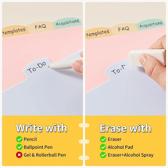 Alt view image 4 of 7 - 8 Tabs Binder Dividers for 3 Ring Binders, Write & Erase, 1 Set