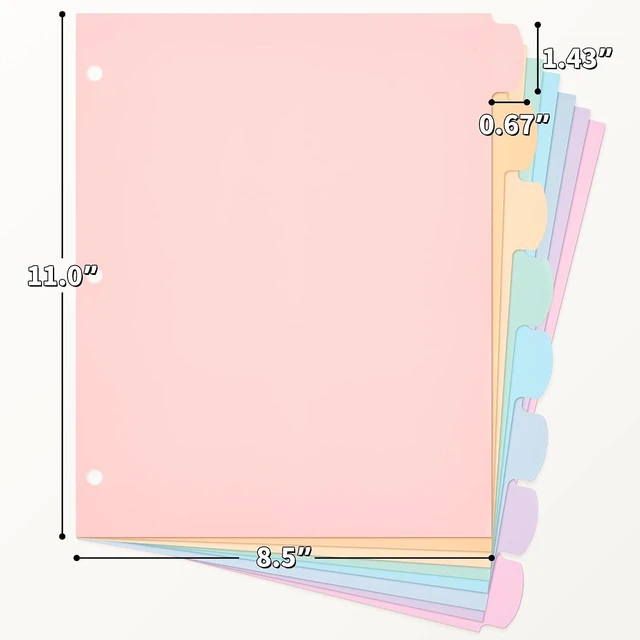 Alt view image 2 of 7 - 8 Tabs Binder Dividers for 3 Ring Binders, Write & Erase, 1 Set